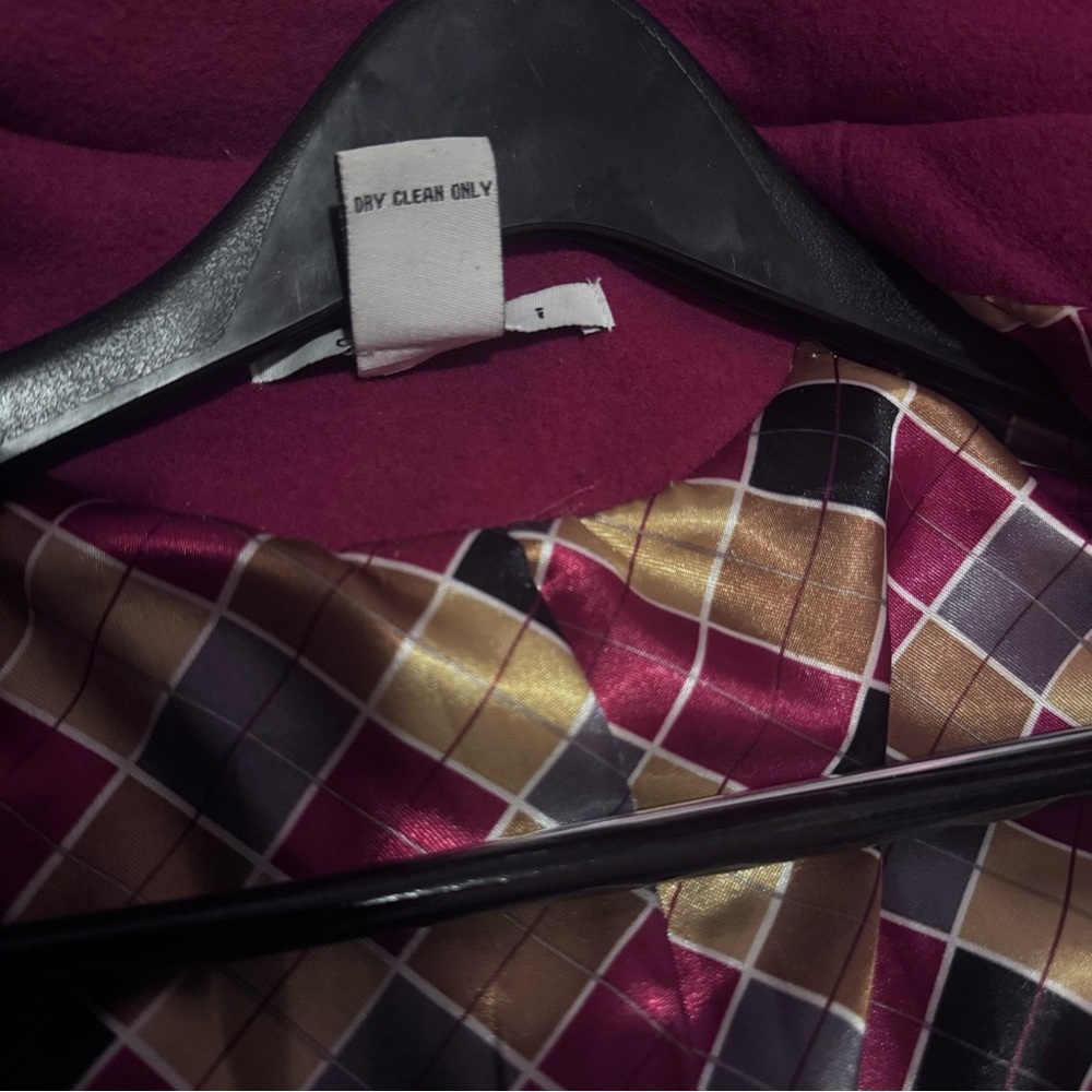 CAbi wool Lined Pea Coat cranberry red size 6 style 619 - Picture 6 of 12